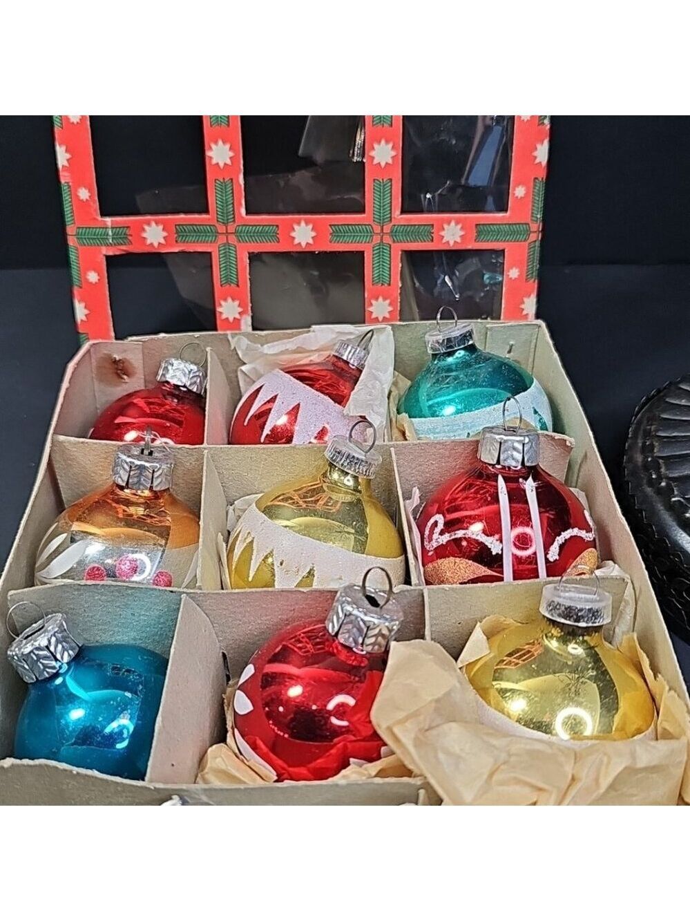 9pcs Christmas Ornaments Baubles Made In Germany Vintage Mercury Glass set